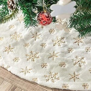 RHESHINE クリスマスツリースカート クリスマス飾り サンタクロースツリースカート円形 雪花柄 スノーフレーク スパンコール刺?