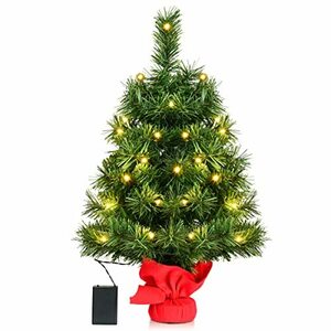 Costway クリスマスツリー 60cm ミニ LEDライト付き Christmas tree クリスマス飾り ヌードツリー