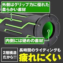 デイトナ グリッピーグリップ バイク用 グリップ ハンドル径φ22.2用 125mm 2層構造 エンド貫通 GG-D-LINE グリーン_画像4