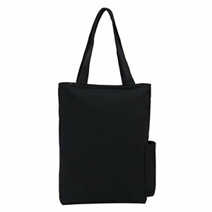 モノボックス トートバック 無地キャンパス ファスナー付 A4対応 bg-monotote (ブラック)