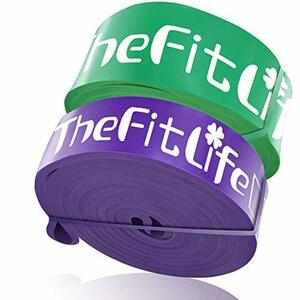 TheFitLife トレーニングチューブ 筋トレチューブ 懸垂チューブ(パープル+グリーン)