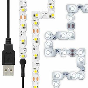 LEDテープライト (90度 曲がる) 貼レルヤ USB (昼光色) 1m 60灯 角に合わせて曲げながら両面テープで貼り付け可能なフレキシブルタイプ