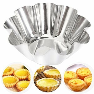 6個セット タルト型 カップケーキ型 マフィン型 ステンレス製 熱伝導効果 繰り返し使える 食べきりサイズ 花形 ベーキングカップ