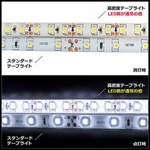 【2本入り】 高密度 120LED/m 12V 防水 LED テープライト 1チップ 30cm (白ベース) 発光色：白色_画像3