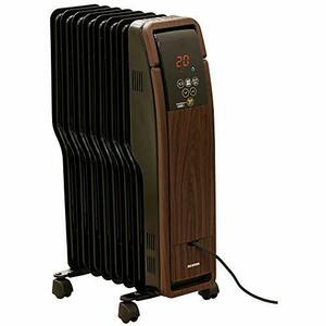 アイリスオーヤマ オイルヒーター 足元 暖房器具 タイマー付 3段階 温度調節機能 8畳用 木目ダークブラウ