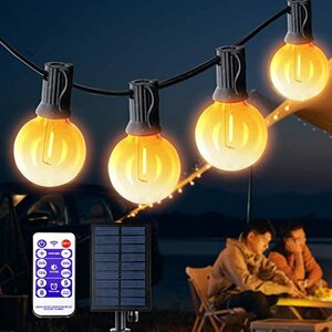 SIATOM LEDストリングライト ソーラーライト 6.5m 10+2個 LED電球 E12口金 G40 IP65防水 電球色 夜間自動点灯 キャンプ用