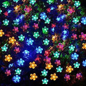 Berocia ストリングライト ソーラー led 屋外 50 led 2モード 桃の花 イルミネーションライト太陽充電 IP65防水