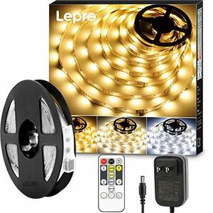 Lepro テープライト ledテープ 5m 電球色・昼白色・昼光色 明るさ調整 間接照明 リモコン付き 調光調色 イルミネーションライト 3ピン