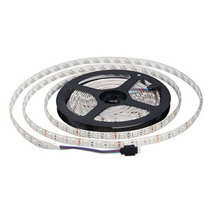 LEDテープ 5m SMD5050 防水 300連 RGB 44キー コントローラ 正面発光 12V 切断可能 自転車 カラオケ