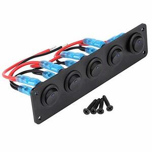 トグルスイッチ パネル 5ギャング 12-24V 5連防水 ロッカースイッチパネル LEDスイッチパネル 車 ボート ヨットマリン 船舶用品