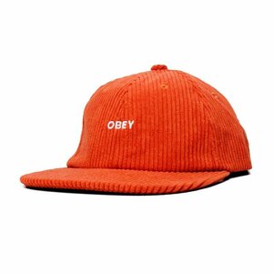 新品 OBEY オベイ コーデュロイキャップ ストラップバック 6パネル フラットバイザー brown ブラウン系