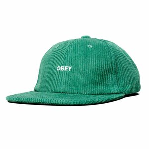 新品 OBEY オベイ コーデュロイキャップ ストラップバック 6パネル フラットバイザー green グリーン 緑