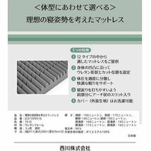 安心の西川！理想の寝姿勢を考えたマットレス 高級健康敷きふとん（シングルサイズ）３つ折り 厚9㎝ アーチスリット構造 シーツプレゼント _画像9