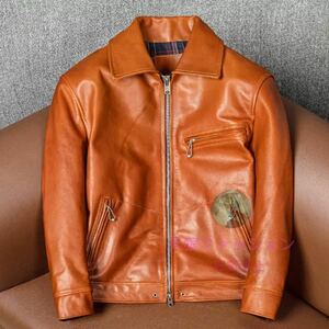 ● Mulholland Horse Leathere Leather Jacket Riders Островая кожаная джинсовая шланг шланг скрыть скрыть велосипед