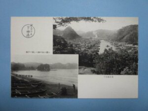 j2698静岡県観光の伊豆下田港絵葉書　濱ヶ戸間より弁天島を望むと下田港全景