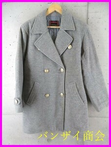 015c48* silver silver button *McGREGORmakrega- melt n wool pea coat pea coat L/ jacket / trad ivy / lady's / woman 