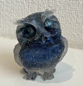 フクロウのオルゴナイト ブルークォーツ パワーストーン 風水晶 置物インテリア 縁起物 クリスタル 魔除 お守 不苦労 幸運 ラッキー