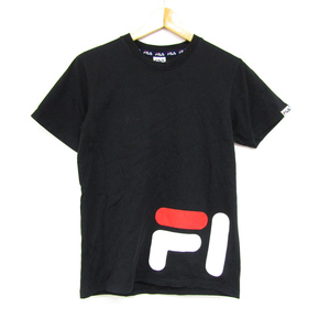 フィラ 半袖Tシャツ カットソー 両面ロゴ カジュアル メンズ Sサイズ ブラック FILA