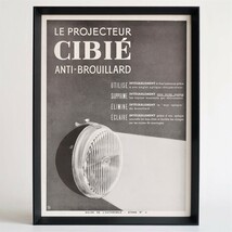 CIBIE シビエ 1949年 ヘッドライト フォグランプ フランス ヴィンテージ 広告 額装品 ランプ ライト アンティーク フレンチ ポスター 稀少_画像1