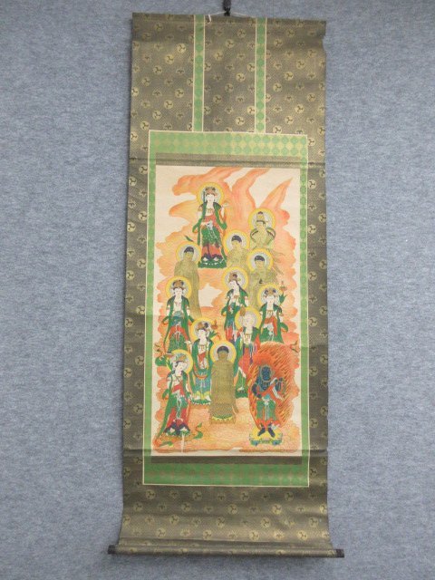 [Reproduction] Hanging scroll Thirteen Buddhas [B32106] Length 157cm Width 52cm Buddhism Art Antiques Antique art, Painting, Japanese painting, person, Bodhisattva