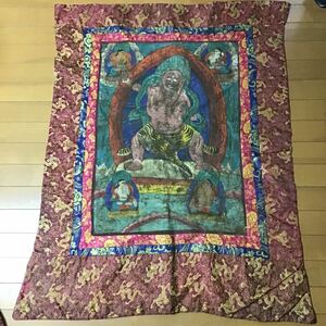 Art hand Auction Buddhist Art Tibetan Buddhism Thangka Mandala Silk Buddhist Painting Width 87cm Height 119cm Handwritten Cloth Book Makri Esoteric Buddhism Amitabha Tathagata Mahayana Buddhism Three Eyes Fudo Myoo, painting, Japanese painting, person, Bodhisattva