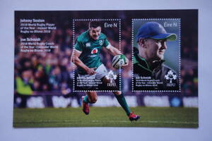 外国切手：アイルランド切手 「（2018ワールドラグビー年間最優秀選手）ジョニー・セクストン ほか」 小型シート 未使用