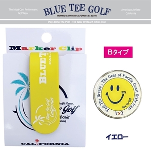 ■③2【Bタイプ：イエロー】ブルーティーゴルフ【シリコンマグネット クリップ +ボールマーカー】クリップマーカーBLUE TEE GOLF MC-001