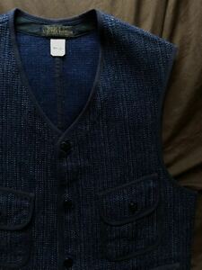  【名作】世界200着限定 RRL LIMITED EDITION INDIGO BROWN'S BEACH VEST ダブルアールエル リミテッド インディゴ ビーチクロス ベスト XS