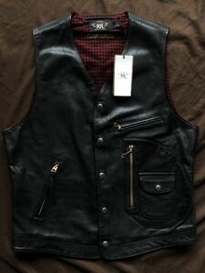 【傑作】新品 RRL REYNOLDS RIDERS LEATHER VEST ダブルアールエル モーターサイクル バイク カーフスキン レザー ベスト ラルフローレン M