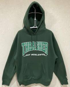 ＊ハフ HUF×スラッシャー THRASHER スウェット プルオーバー パーカー Ｍ　　　　　　　　 BJBB.AA