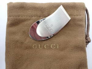 GUCCI グッチ マネークリップ 紙幣クリップ 札 メンズ 男性 アクセサリー 財布 シルバーカラー保存袋付き　定形外郵便全国一律120円 B2-a