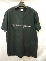Champion チャンピオン 半袖 Ｖネック Ｔシャツ 黒 ブラック メンズ Ｌ ロゴ 定形外郵便全国一律390円 F14-a_画像1