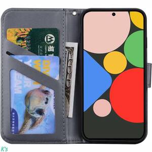 グレー かわいい おしゃれ クマ 手帳型 PUレザー 横置き google pixel 6a 全面保護 財布型 スタンド機能 カード収納 ケース カバー