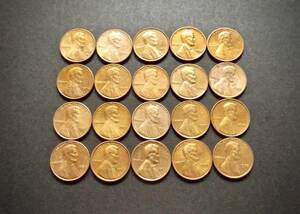 1セントコイン リンカーン記念堂 1959～2008年製造の20枚セット 送料無料です。　（14835） USA 貨幣 硬貨 ペニー アメリカ