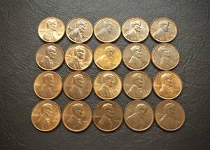 美品 1セントコイン リンカーン記念堂 1959年～製造の20枚セット 送料無料です。　（14969） USA 貨幣 硬貨 ペニー アメリカ