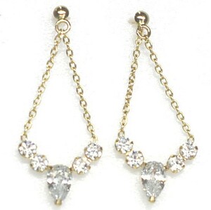 [ new goods ]10 gold /k10/ yellow gold / Cubic Zirconia / swing earrings 