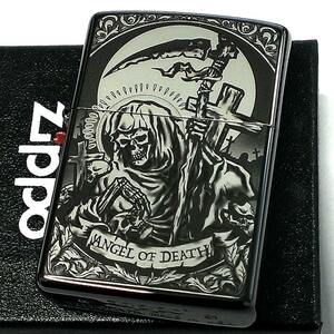 ZIPPO 死神 細密レーザー彫刻 ジッポ ライター かっこいい ブラックニッケル メンズ ジッポー 御守り ギフト プレゼント 渋い