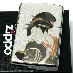 ZIPPO ライター 和柄 浮世絵 ジッポ シルバー 日本 和風 銀 デンチュウバン メンズ プレゼント ギフト