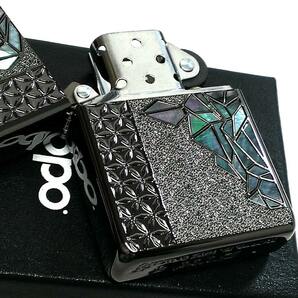 ZIPPO アーマー 限定 ジッポー ライター 牛 Bull ネオブラック シェル 天然貝象嵌 黒 2面繊細彫刻 シリアルナンバー入り 重厚の画像4