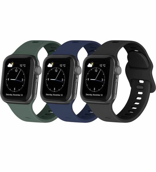 Apple Watchバンド　リスト交換バンド　シリコンスポーツバンド　防汗38/40/41mm アップルウオッチバンド　3本