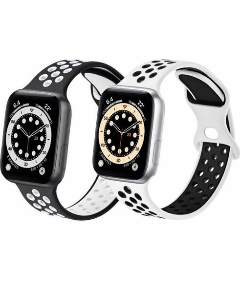 Apple Watch バンド, スポーツベルトシリコン 防汗アップルウォッチバンド　iWatch SE /Series7/6/5/4/3/対応　42/44/45mm 2本一番人気