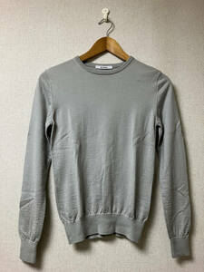 Demi-Luxe BEAMSで購入 スローン SLOANE クルーネック 長袖 セーター ニット グリーン系 サイズ1 毛100% 日本製 ハイゲージ