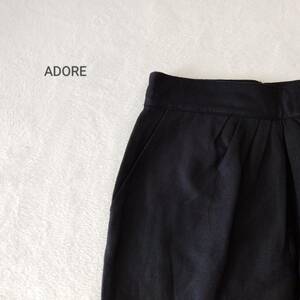 ADORE アドーア タック タイト スカート ボトムス 無地 スリット ポケット ひざ/ミディ丈 シンプル ベーシック ブラック サイズ38 SJJ159