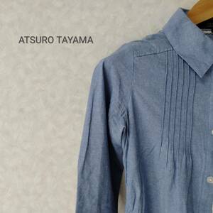 ATSURO TAYAMA アツロウ タヤマ トップス シャツ 無地 レース 長袖 レディース サイズ40 ブルー SJJ45