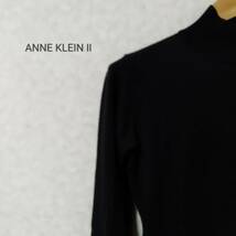 ANNE KLEIN アンクライン ハイネック ニット セーター トップス 長袖 バックボタン 毛100％ シンプル ブラック サイズM SJ291_画像1