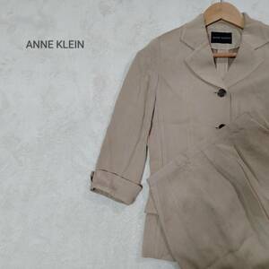 ANNE KLEIN アンクライン アウター テーラードジャケット スカート セット 無地 長袖 レディース サイズ9 ブラウン SJJ239