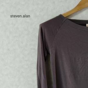 Steven Alan スティーブンアラン トップス Tシャツ 無地 ラウンドネック 長袖 レディース サイズM グレー SJ244