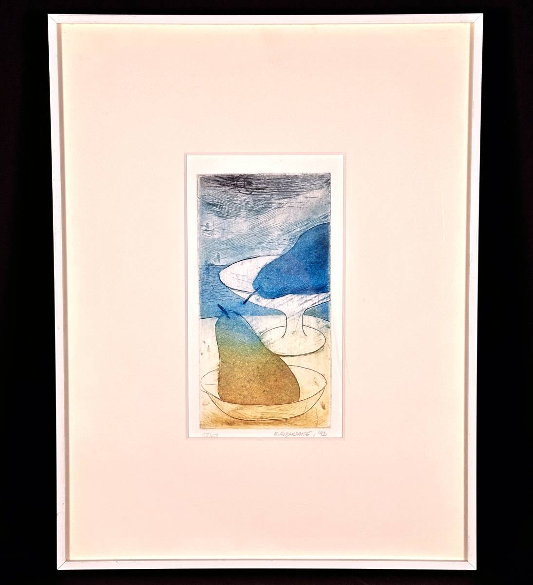 Peintre espagnole Ester Alvardane, 1992, Deux poires, peinture authentique, 17/50, gravure, gravure, lithographier, Ouvrages d'art, Impressions, Gravure sur cuivre, gravure