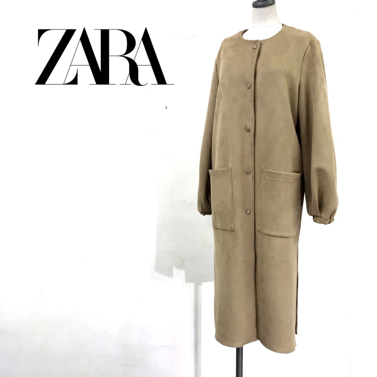 ノーカラーコート ザラ ZARA ホワイト ロングコート ジャケット/アウター レディース 見事な創造力