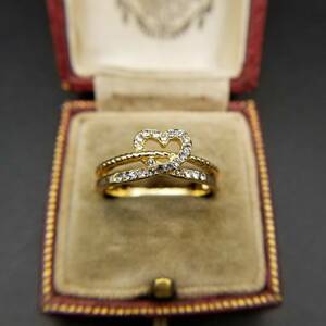 1970～1990年代 AVON ラインストーン ハート ゴールドトーン 米国 アールデコ ヴィンテージ リング 指輪 彫金 ビンテージ S73